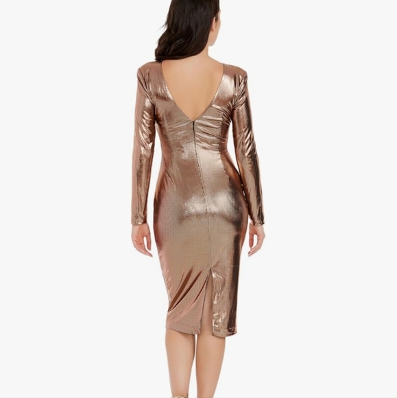 Dress the Population Emilia Gold Metallic Bodycon Dress - Picture 3 of 7